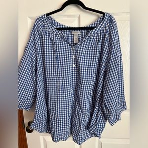 🍀Catherine’s Gingham peasant style Blouse 26/28🍀